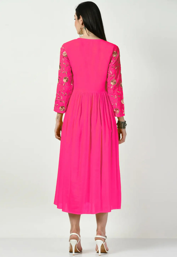 Magenta Rayon Gown
