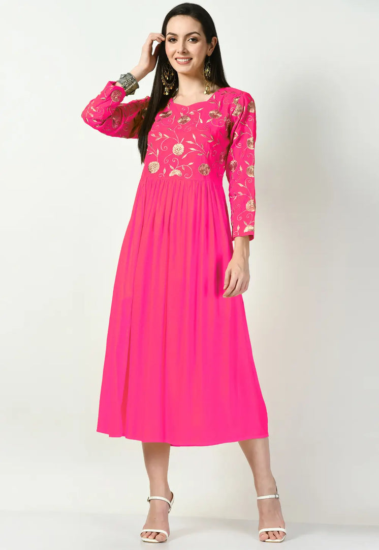 Magenta Rayon Gown