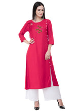 Load image into Gallery viewer, Magenta Rayon Kurta Set With Palazzo

