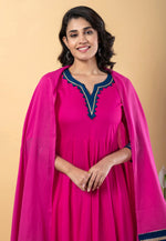 Load image into Gallery viewer, Magenta Rayon Readymade Anarkali Suit
