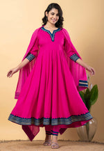 Load image into Gallery viewer, Magenta Rayon Readymade Anarkali Suit
