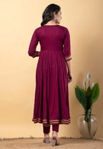 Load image into Gallery viewer, Magenta Rayon Readymade Anarkali Suit
