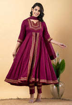 Load image into Gallery viewer, Magenta Rayon Readymade Anarkali Suit
