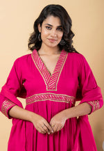 Load image into Gallery viewer, Magenta Rayon Readymade Long Anarkali Suit
