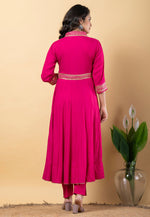 Load image into Gallery viewer, Magenta Rayon Readymade Long Anarkali Suit
