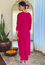 Load image into Gallery viewer, Magenta Rayon Readymade Pant Style Suit
