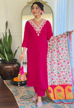 Load image into Gallery viewer, Magenta Rayon Readymade Pant Style Suit
