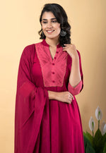Load image into Gallery viewer, Magenta Rayon Readymade Pant Style Suit
