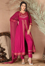Load image into Gallery viewer, Magenta Rayon Readymade Pant Style Suit
