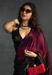 Magenta Satin Silk Half N Half Saree