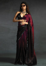 Load image into Gallery viewer, Magenta Satin Silk Half N Half Saree

