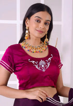 Load image into Gallery viewer, Magenta Satin Silk Readymade Blouse
