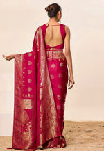 Load image into Gallery viewer, Magenta Satin Silk Saree With Blouse
