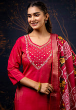 Load image into Gallery viewer, Magenta Shimmer Readymade Pant Style Suit
