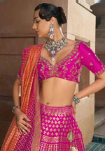 Load image into Gallery viewer, Magenta Silk A Line Lehenga Choli
