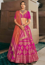 Load image into Gallery viewer, Magenta Silk A Line Lehenga Choli
