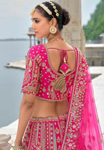 Load image into Gallery viewer, Magenta Silk Bridal Lehenga Choli

