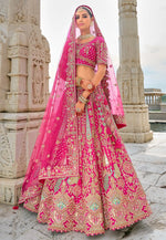 Load image into Gallery viewer, Magenta Silk Bridal Lehenga Choli
