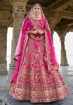 Load image into Gallery viewer, Magenta Silk Bridal Lehenga Choli
