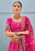 Load image into Gallery viewer, Magenta Silk Bridal Lehenga Choli

