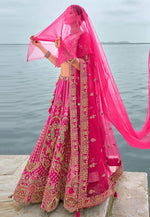 Load image into Gallery viewer, Magenta Silk Bridal Lehenga Choli
