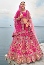 Load image into Gallery viewer, Magenta Silk Bridal Lehenga Choli
