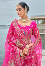 Load image into Gallery viewer, Magenta Silk Bridal Lehenga Choli
