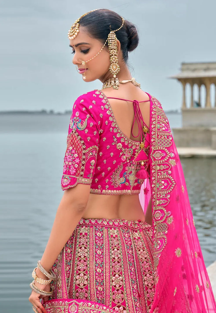 Magenta Silk Bridal Lehenga Choli