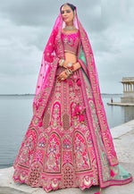 Load image into Gallery viewer, Magenta Silk Bridal Lehenga Choli
