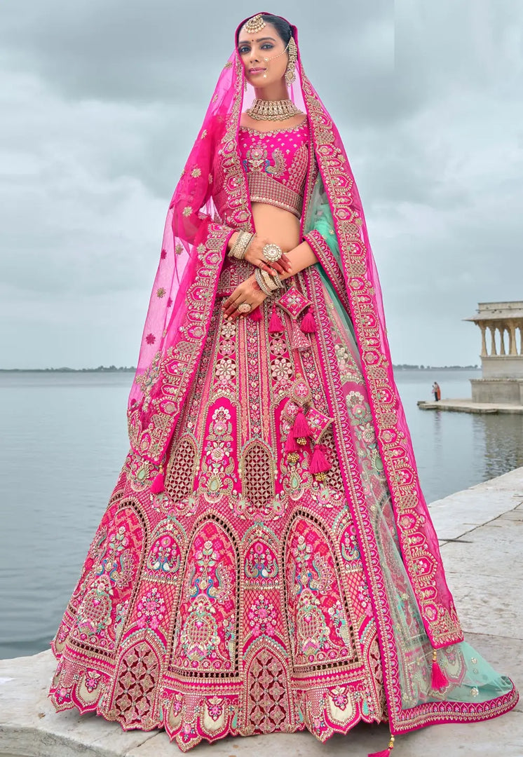 Magenta Silk Bridal Lehenga Choli