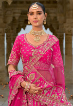 Load image into Gallery viewer, Magenta Silk Bridal Lehenga Choli
