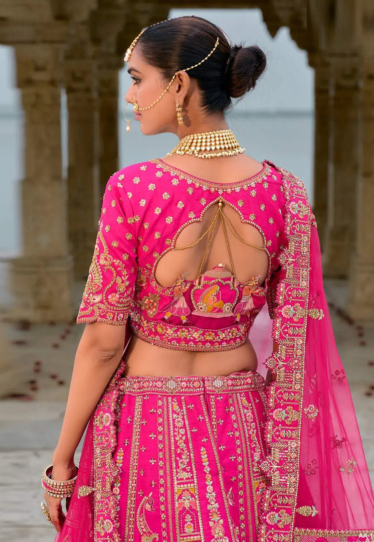 Magenta Silk Bridal Lehenga Choli