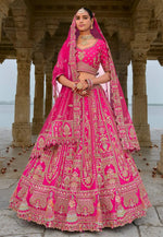 Load image into Gallery viewer, Magenta Silk Bridal Lehenga Choli

