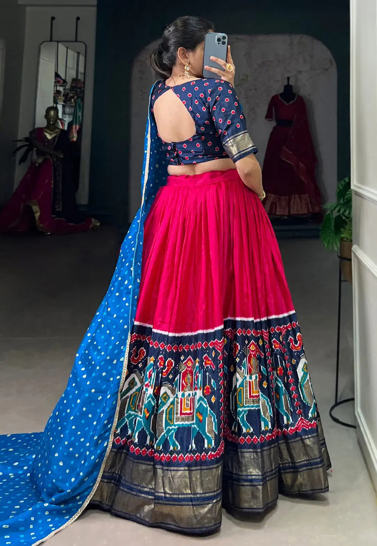Magenta Silk Circular Lehenga Choli