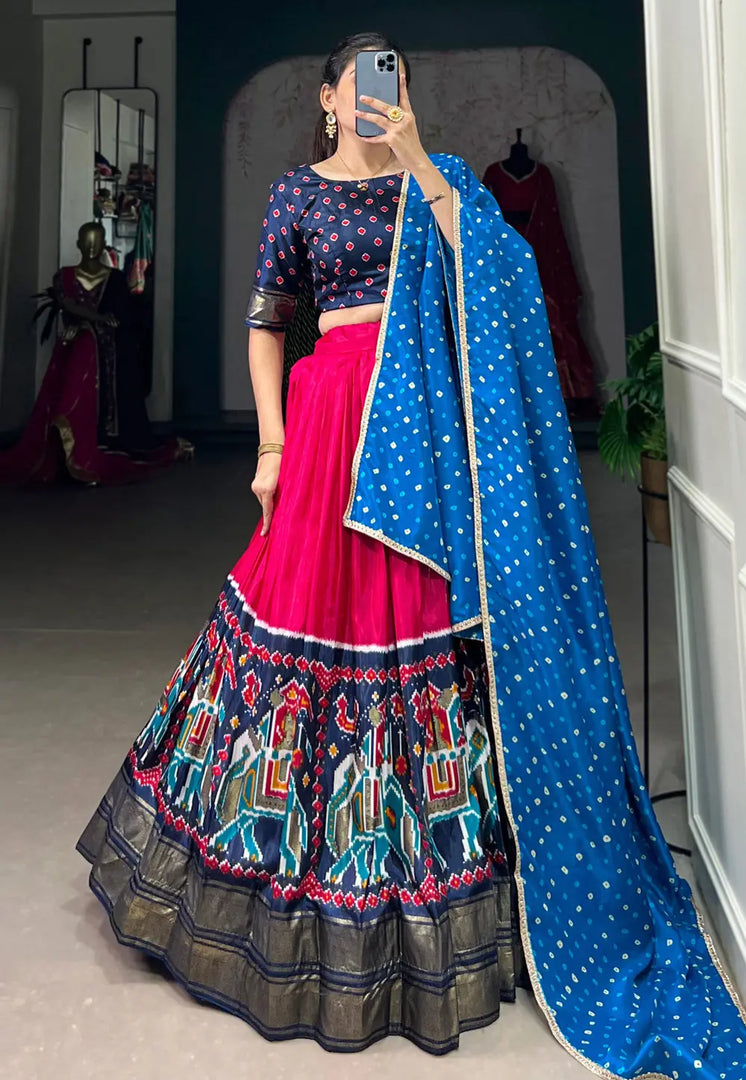 Magenta Silk Circular Lehenga Choli
