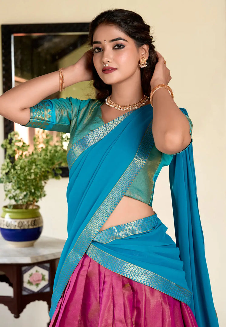 Magenta Silk Circular Lehenga Choli