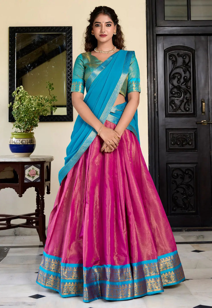 Magenta Silk Circular Lehenga Choli