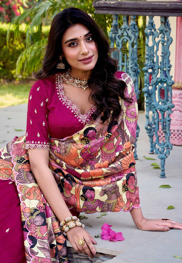 Magenta Silk Lehenga Choli