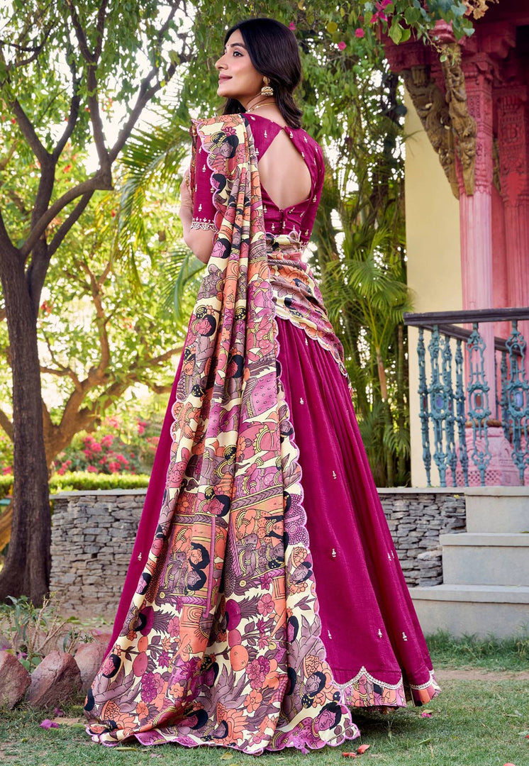 Magenta Silk Lehenga Choli