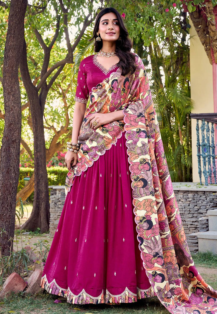 Magenta Silk Lehenga Choli