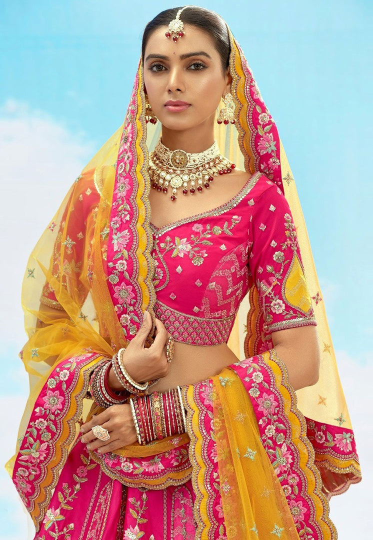 Magenta Silk Lehenga Choli For Wedding