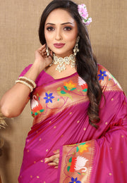 Magenta Silk Paithani Saree