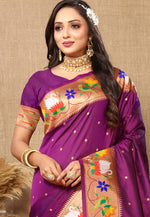 Load image into Gallery viewer, Magenta Silk Paithani Saree
