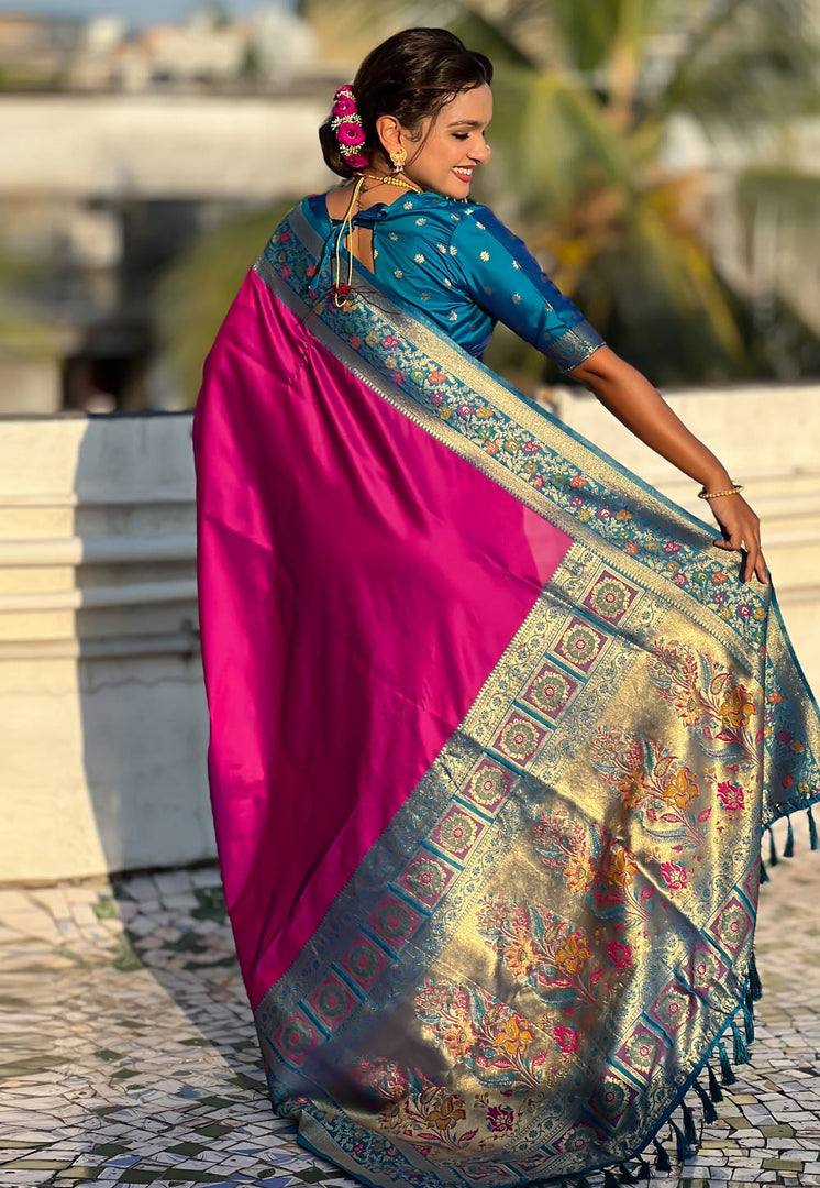 Magenta Silk Paithani Saree