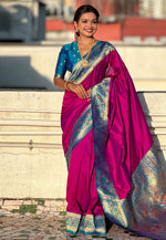 Load image into Gallery viewer, Magenta Silk Paithani Saree
