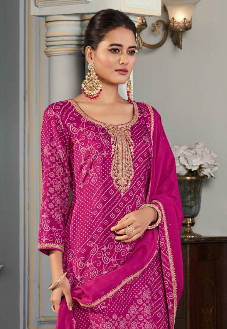 Magenta Silk Palazzo Suit