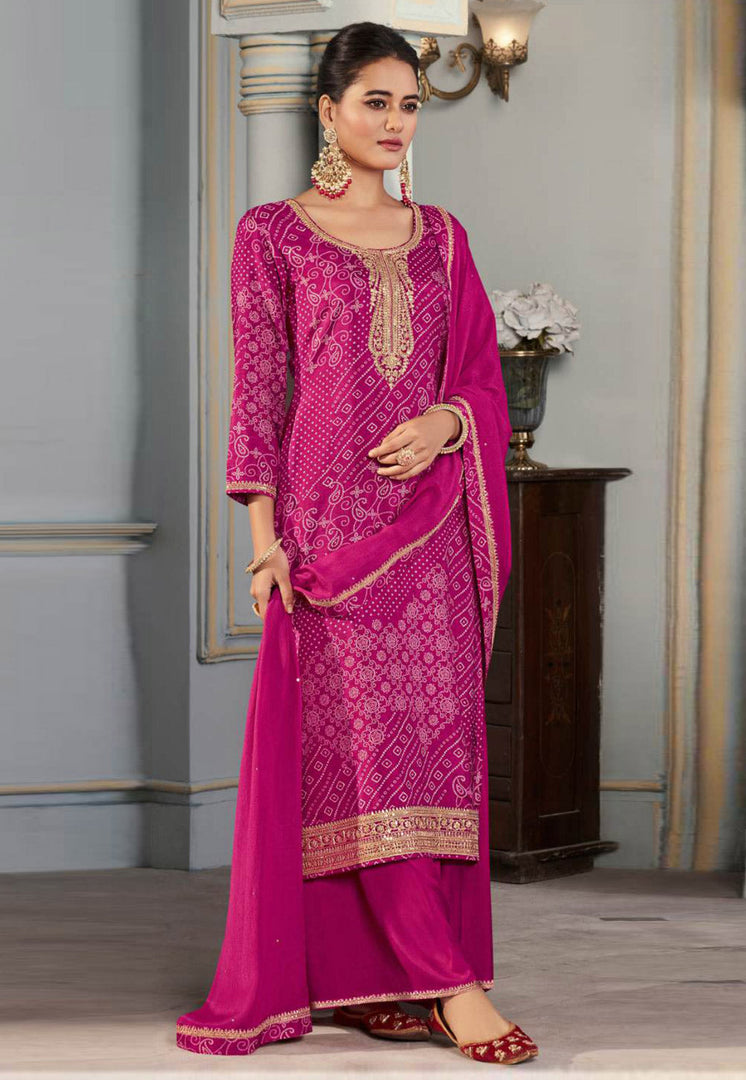 Magenta Silk Palazzo Suit