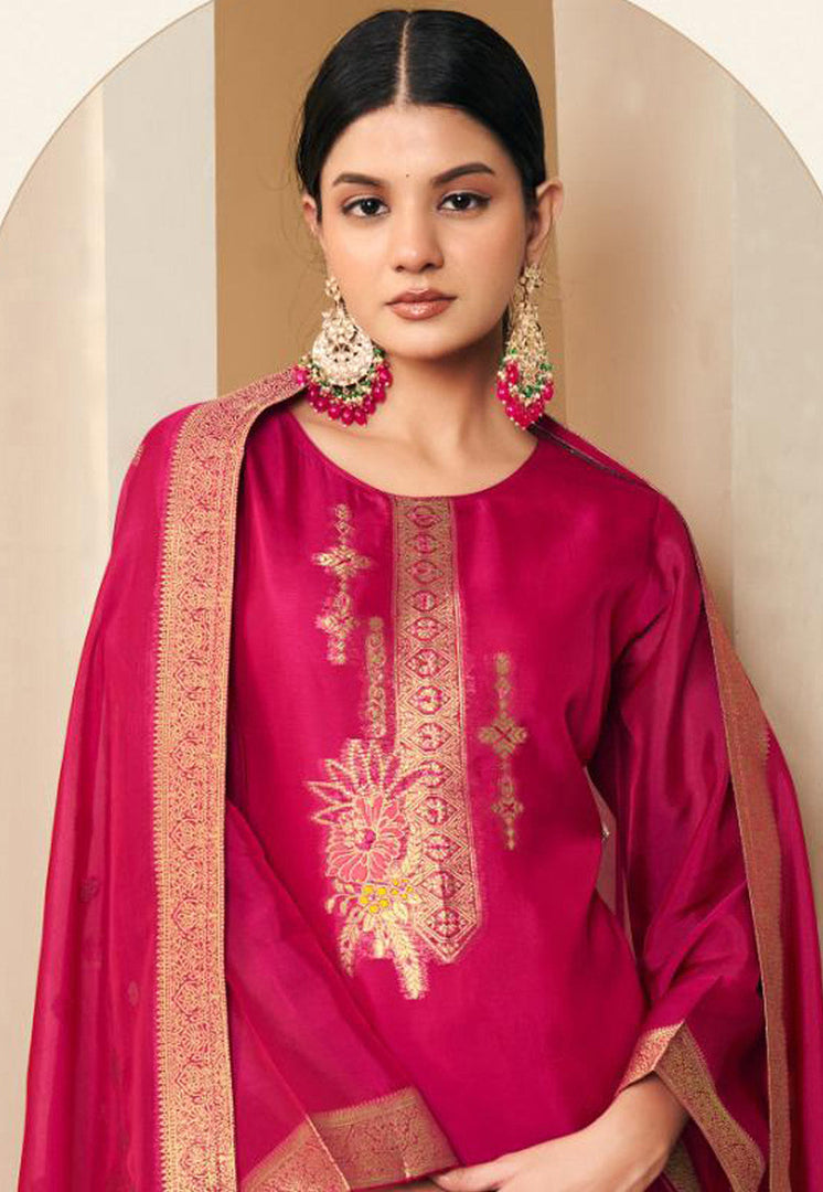 Magenta Silk Pant Style Suit