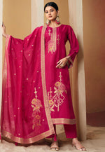Load image into Gallery viewer, Magenta Silk Pant Style Suit
