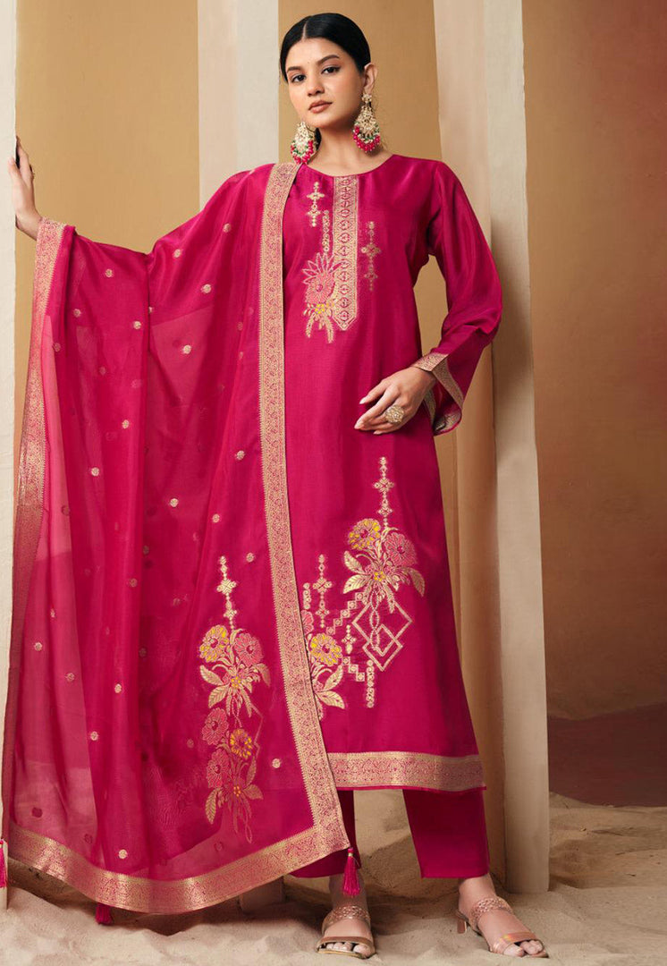 Magenta Silk Pant Style Suit